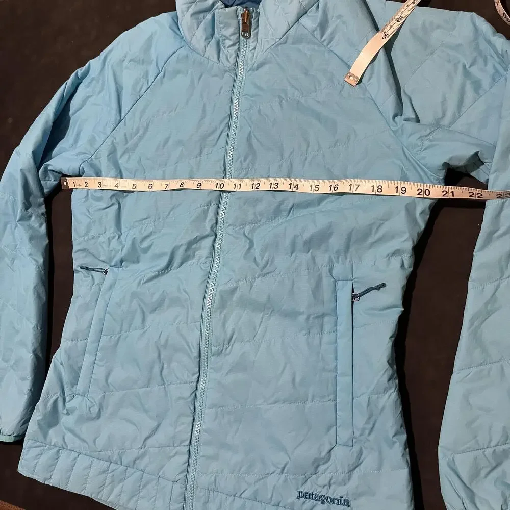 Patagonia Puffer Jacket Womens Medium Light Blue Quilted Full Zip STY 31765